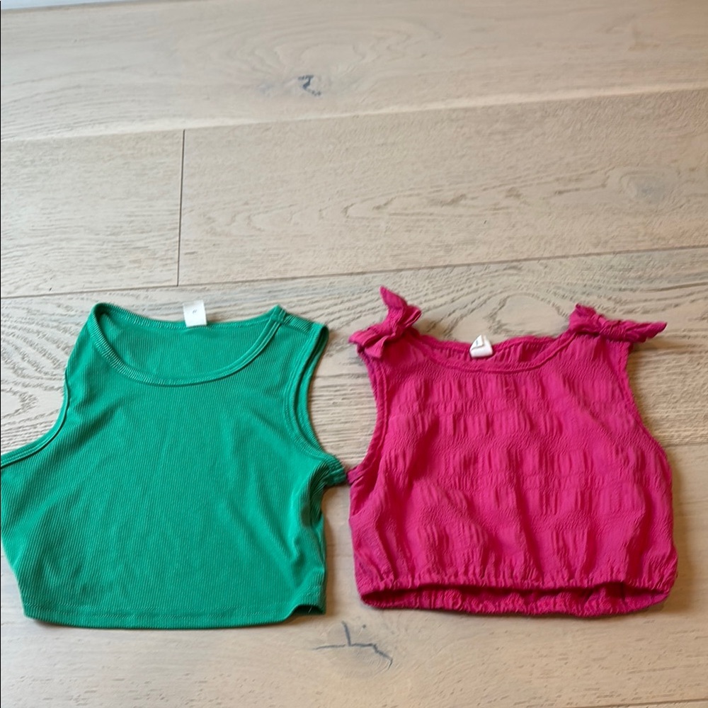 SHEIN Green and Pink Tank Tops Casual Summer Wear